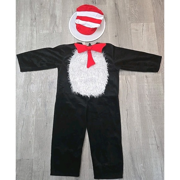 Dr Seuss Cat In The Hat Coverall Kids  Costume Size Small 4-6  Halloween - Picture 1 of 6